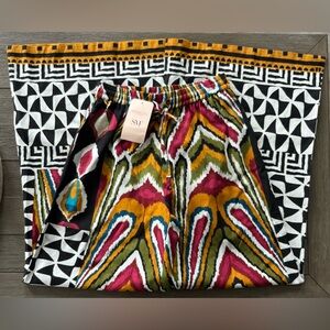 Wide Leg Pants in Multi Color Ikat Print
